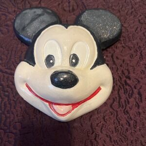 Mickey Mouse Ceramic Plaster‎ Hand Painted Face Hanging 6x6.5x2 Disney W/hanger